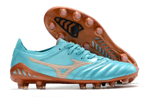 Chuteira Campo Mizuno Morelia Neo (FG) - Azul/Bronze- Estoque