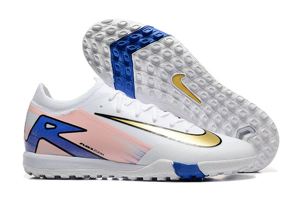 Chuteira Society Nike Air Zoom Mercurial Vapor 10 Elite (tf) – Branco/dourado/azul/rosa- Estoque (Cópia)